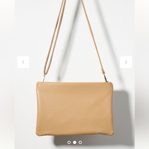 Anthropologie Woven Clutch Neutral Beige vegan leather - Picture 3 of 9